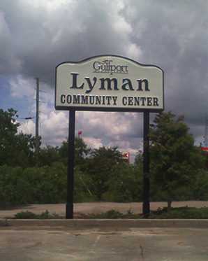 Pylon (Free Standing Sign) done for Lyman Community Center in Gulfport, Mississippi
